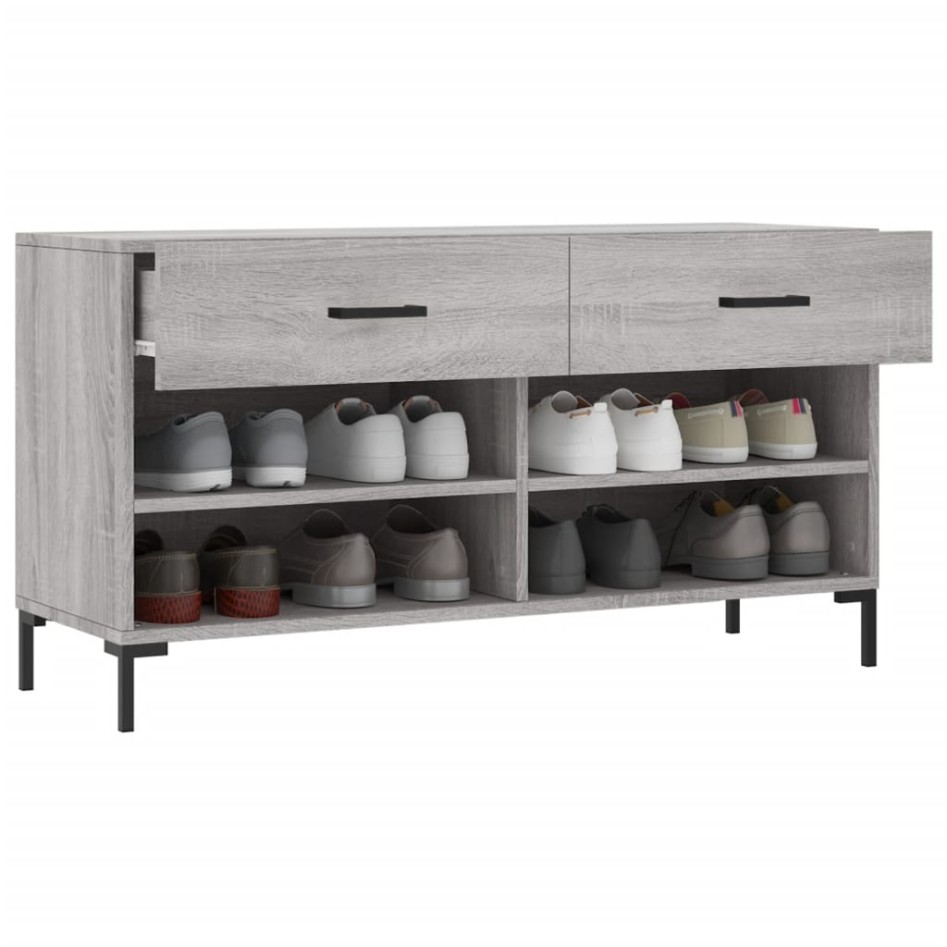 Banco zapatero madera de ingeniería gris Sonoma 102x35x55