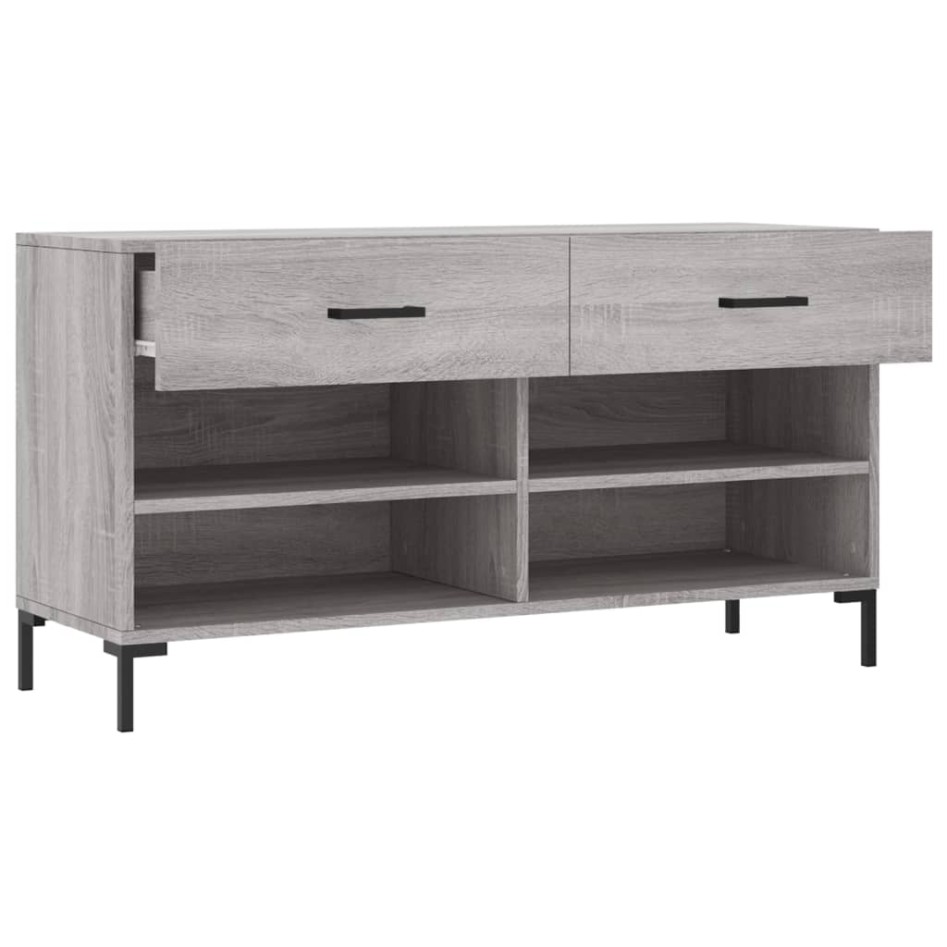Banco zapatero madera de ingeniería gris Sonoma 102x35x55