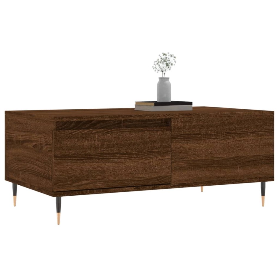 Mesa de centro madera contrachapada marrón roble 90x50x36,5