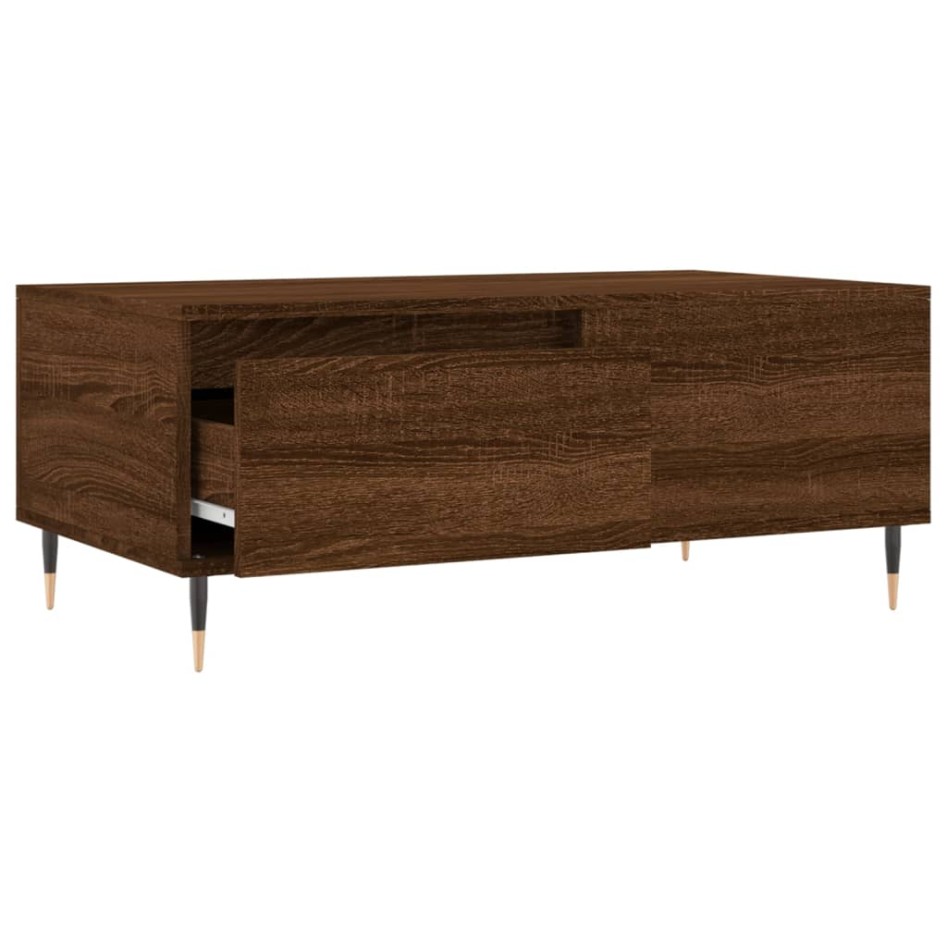 Mesa de centro madera contrachapada marrón roble 90x50x36,5