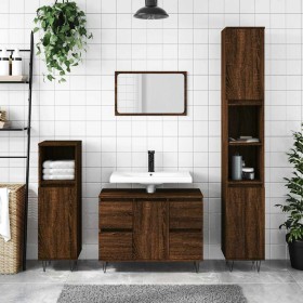 Mueble de baño madera de ingeniería roble marrón 80x33x60