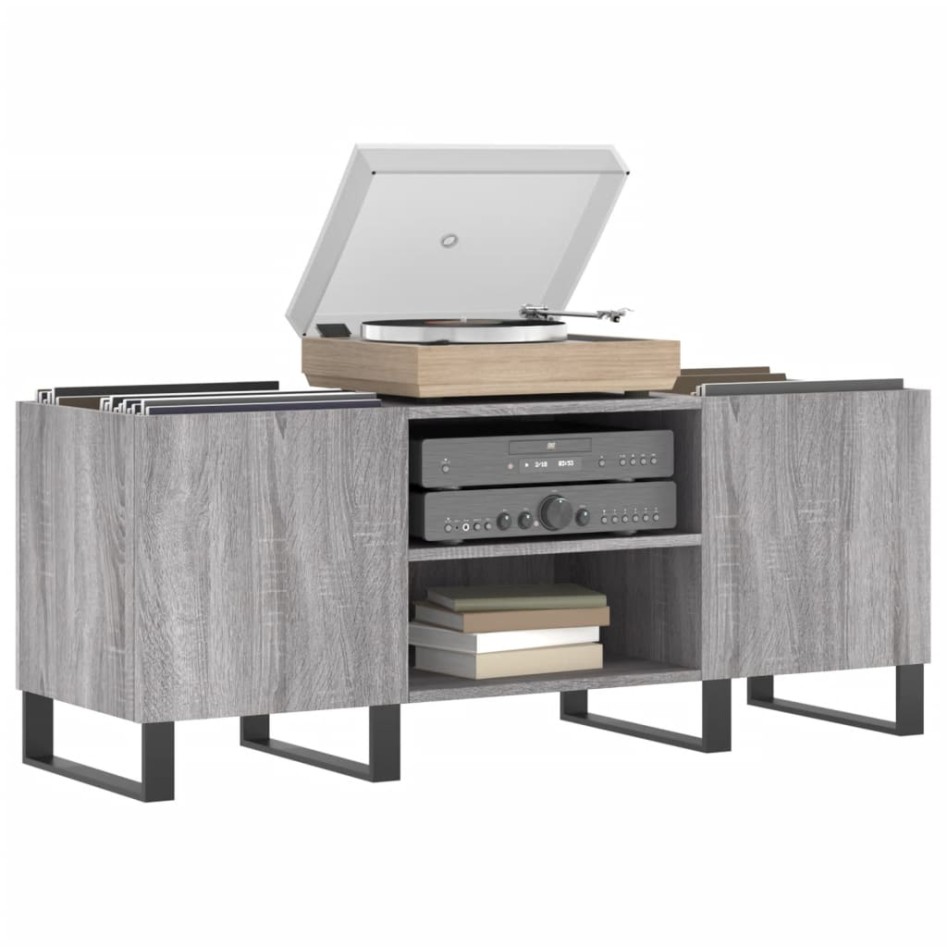 Mueble para discos madera contrachapada gris sonoma