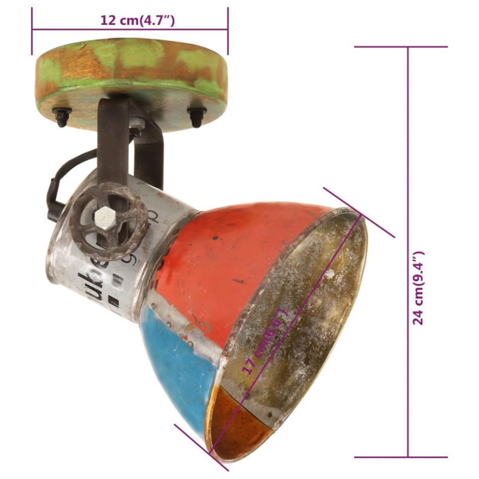 Lámparas de techo/pared industrial 2 uds reciclada E27 17x24