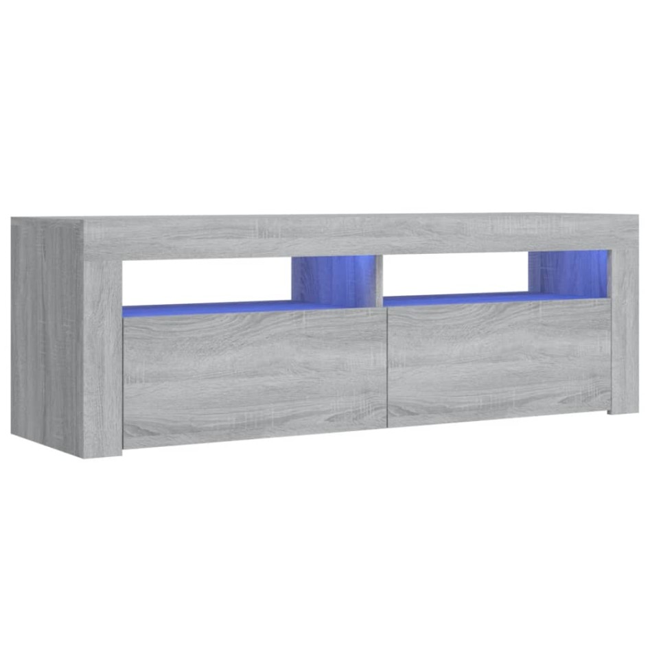 Mueble de TV con luces LED gris Sonoma 120x35x40