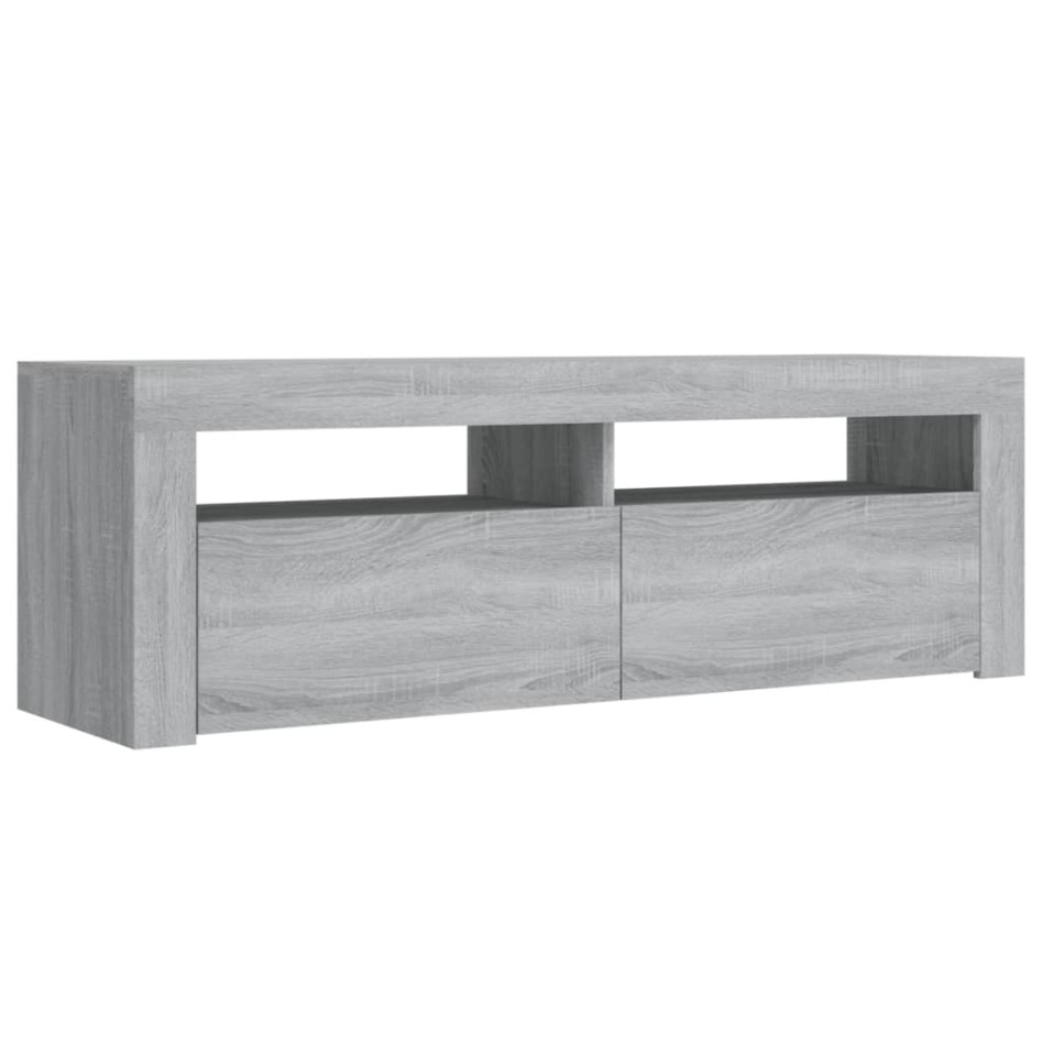 Mueble de TV con luces LED gris Sonoma 120x35x40