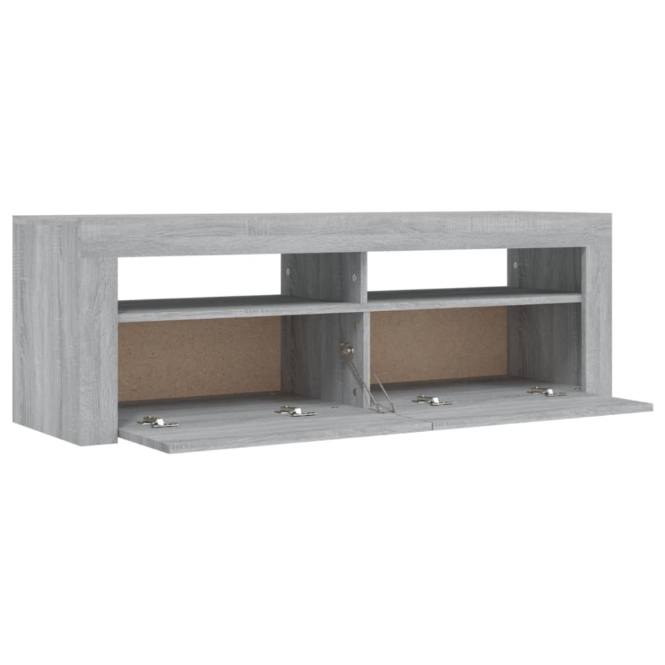 Mueble de TV con luces LED gris Sonoma 120x35x40