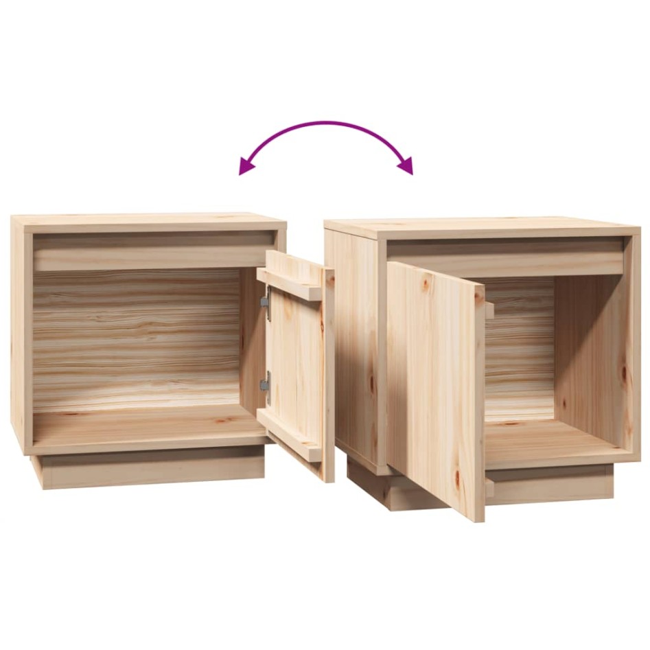 Mesitas de noche 2 uds madera maciza de pino 40x30x40