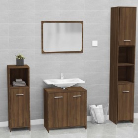 Set de muebles de baño madera contrachapada marrón