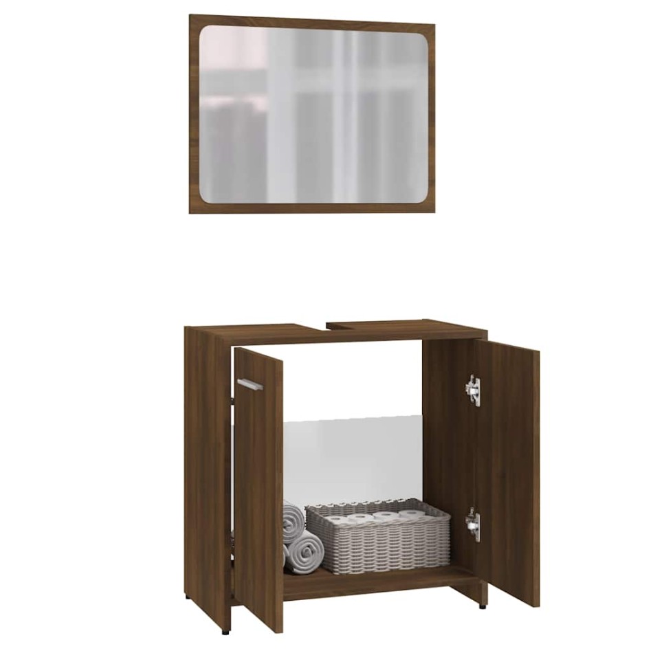 Set de muebles de baño madera contrachapada marrón