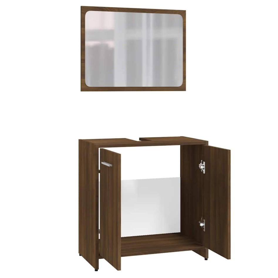 Set de muebles de baño madera contrachapada marrón