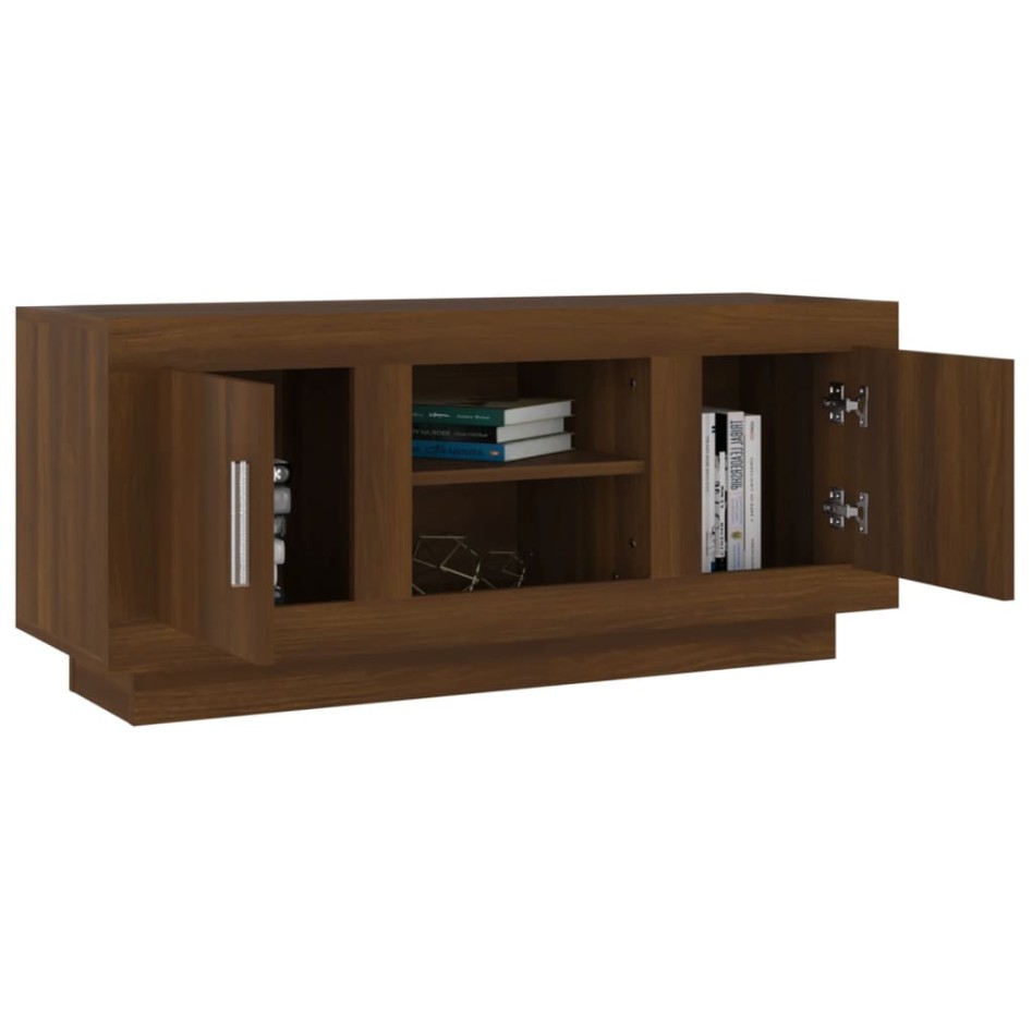 Mueble para TV madera contrachapada roble marrón 102x35x45