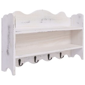 Perchero de pared de madera blanco 50x10x30