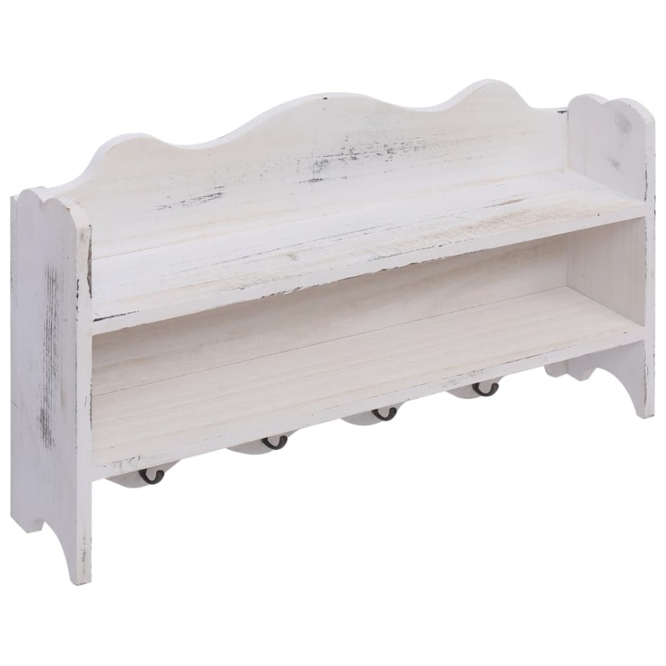 Perchero de pared de madera blanco 50x10x30