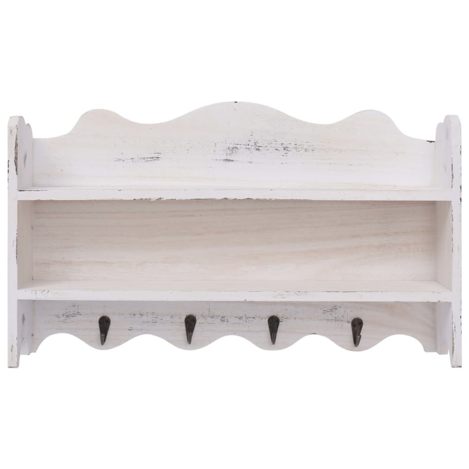 Perchero de pared de madera blanco 50x10x30