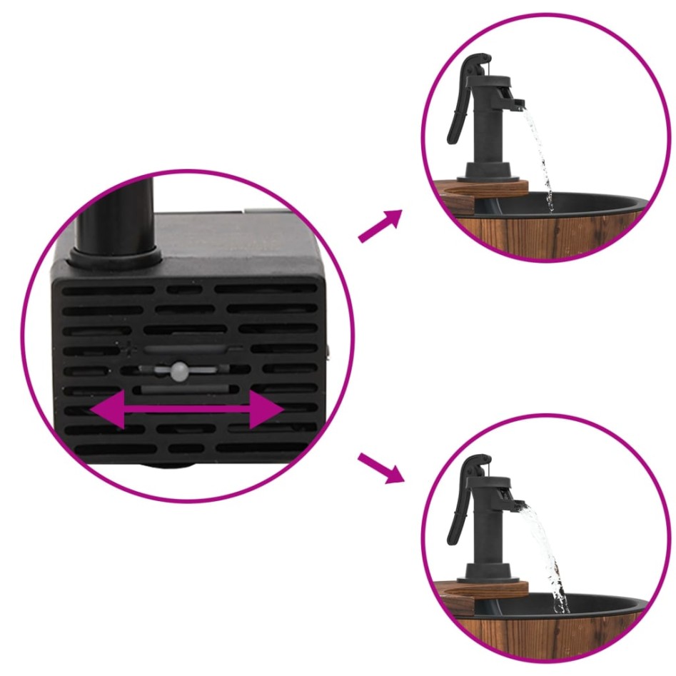 Fuente de agua con bomba madera maciza de abeto 28x28x34,5