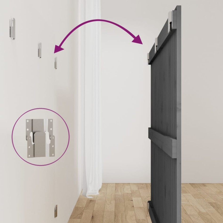 Cabecero de cama de pared madera maciza pino gris 127,5x3x90