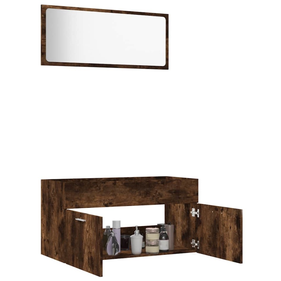 Set de muebles baño 2 pzas madera contrachapada roble