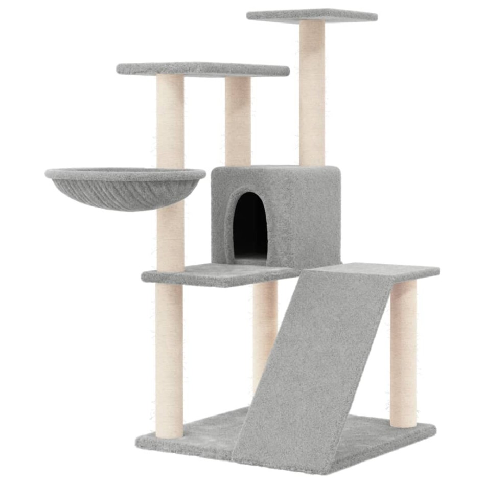 Rascador para gatos con postes de sisal gris claro 94