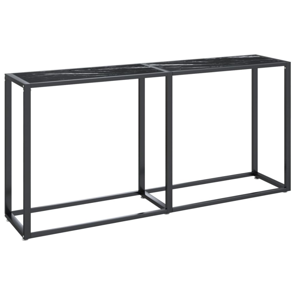Mesa consola vidrio templado mármol negro 160x35x75,5