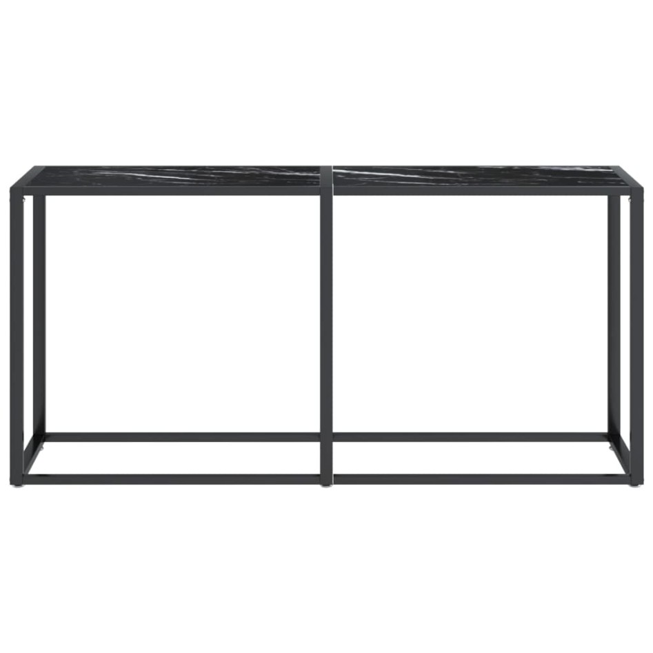 Mesa consola vidrio templado mármol negro 160x35x75,5