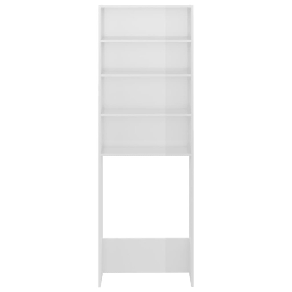 Armario de lavadora blanco brillante 64x24x190