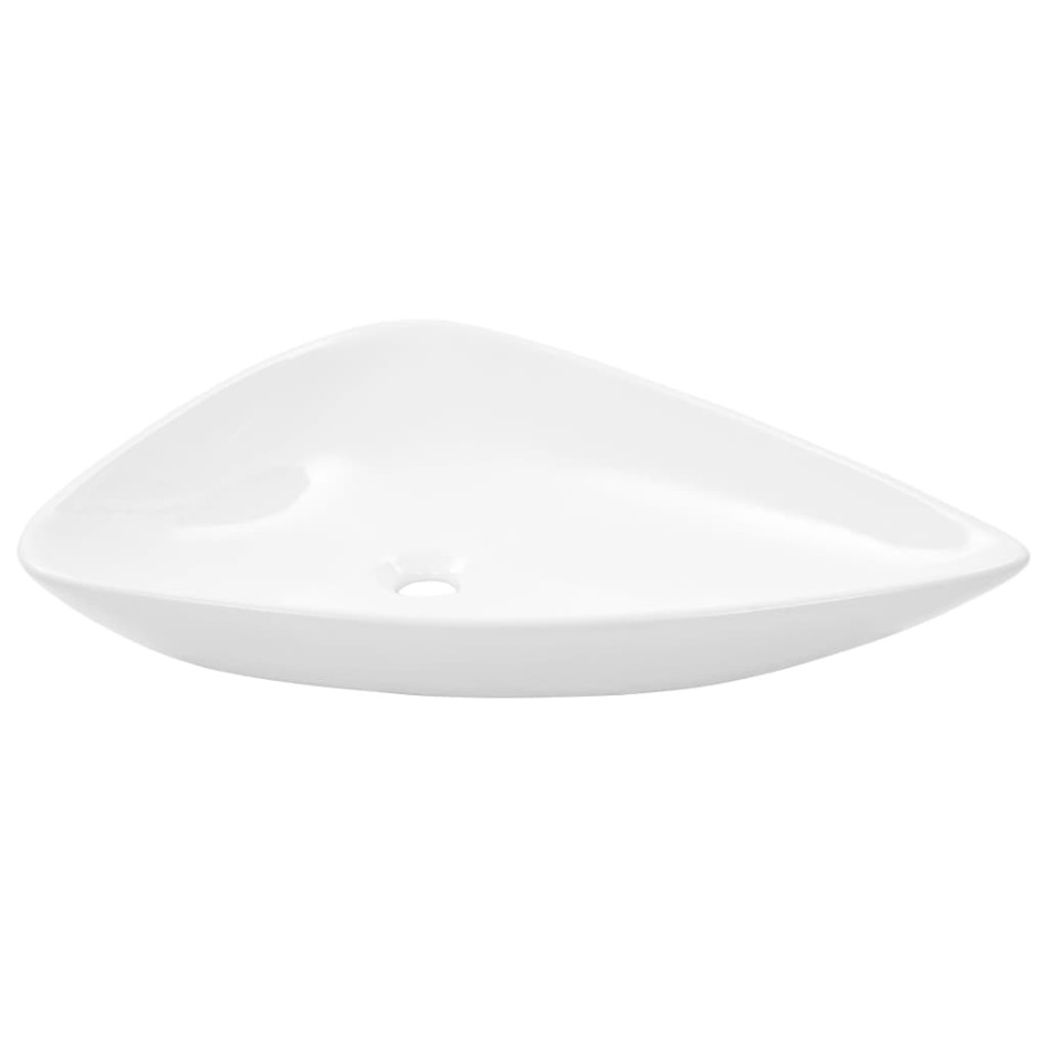 Lavabo de cerámica triangular blanco 645x455x115