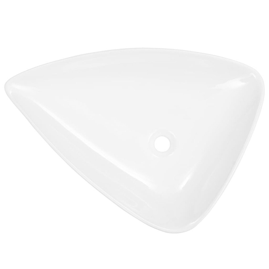 Lavabo de cerámica triangular blanco 645x455x115