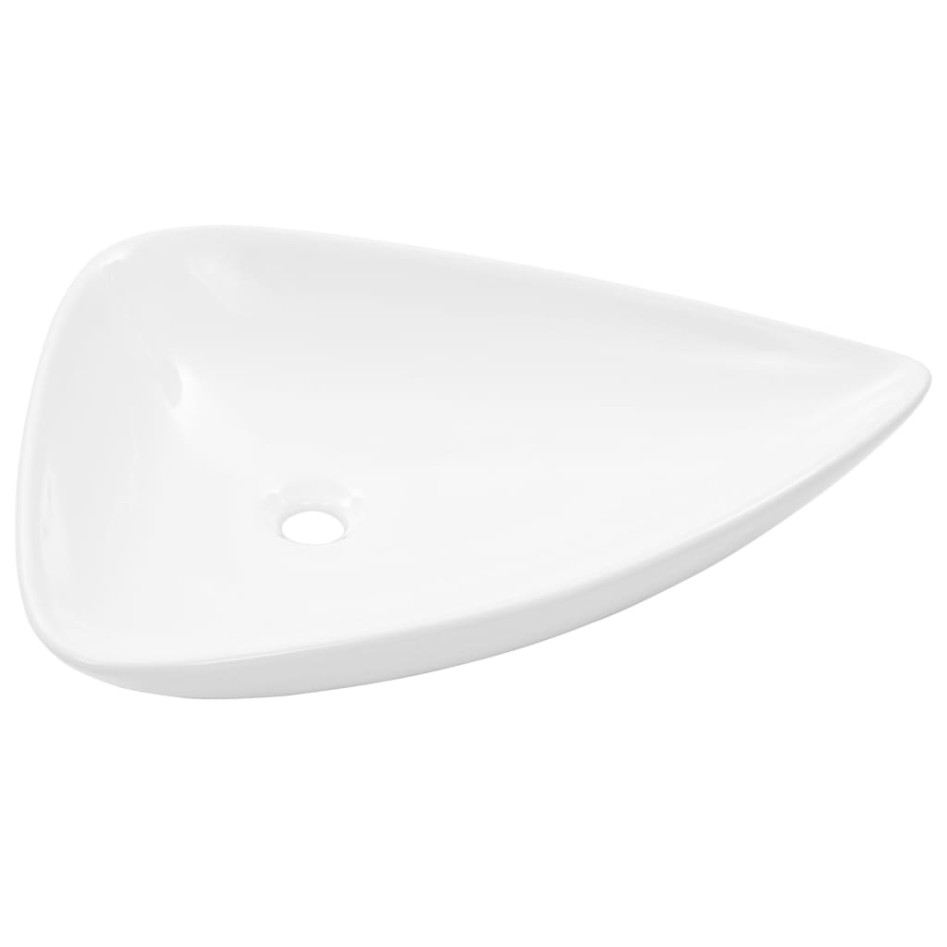 Lavabo de cerámica triangular blanco 645x455x115