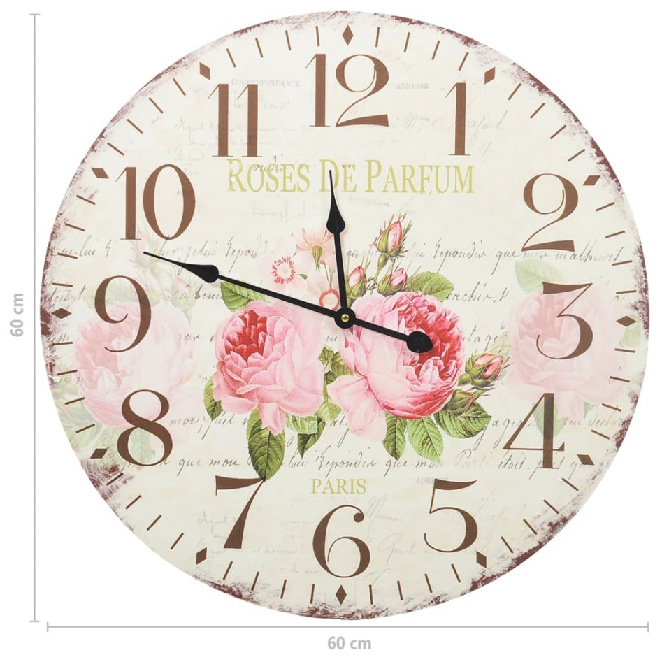 Reloj de pared vintage con flores 60