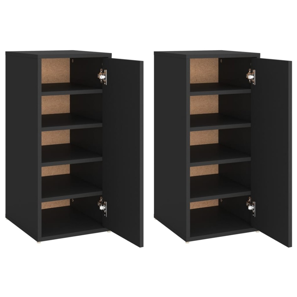 Muebles zapateros 2 uds madera contrachapada negro 32x35x70