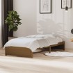 Estructura cama sin colchón madera maciza marrón miel 90x190 cm