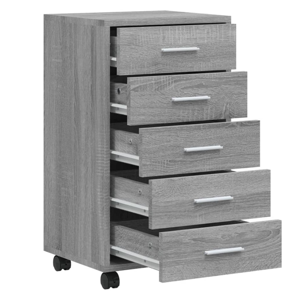 Cajonera con ruedas madera contrachapada gris