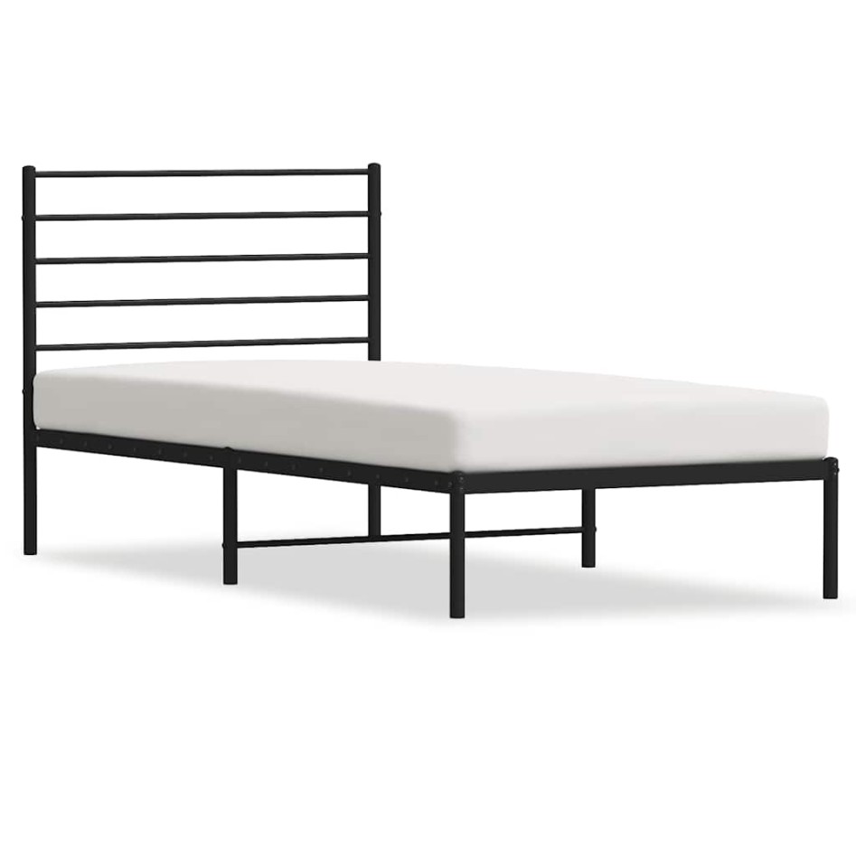Estructura cama sin colchón con cabecero metal negro 100x190