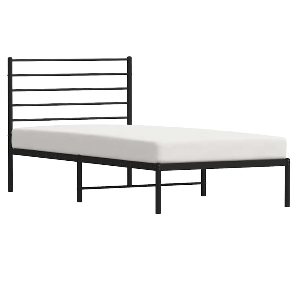 Estructura cama sin colchón con cabecero metal negro 100x190