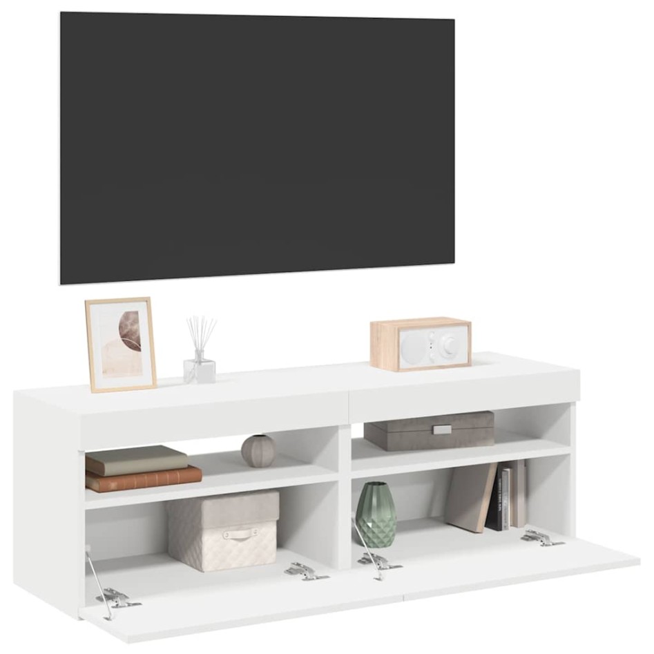 Muebles de TV con luces LED 2 uds blanco 60x35x40