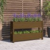Jardinera de madera maciza de pino marrón miel 112x25x66 cm