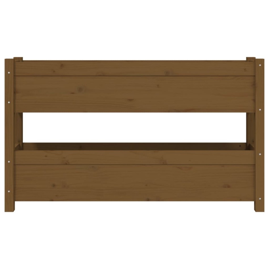 Jardinera de madera maciza de pino marrón miel 112x25x66