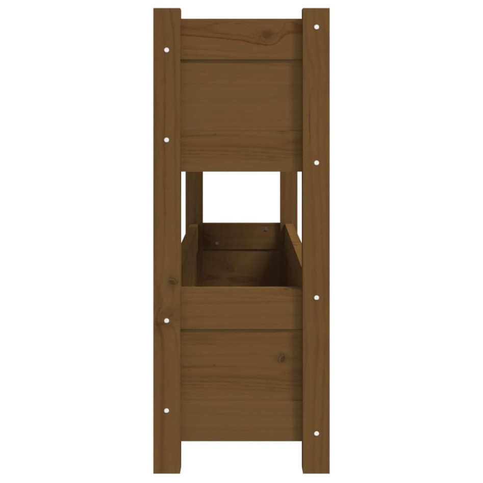 Jardinera de madera maciza de pino marrón miel 112x25x66