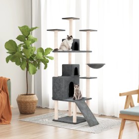 Rascador para gatos con postes de sisal gris oscuro 175