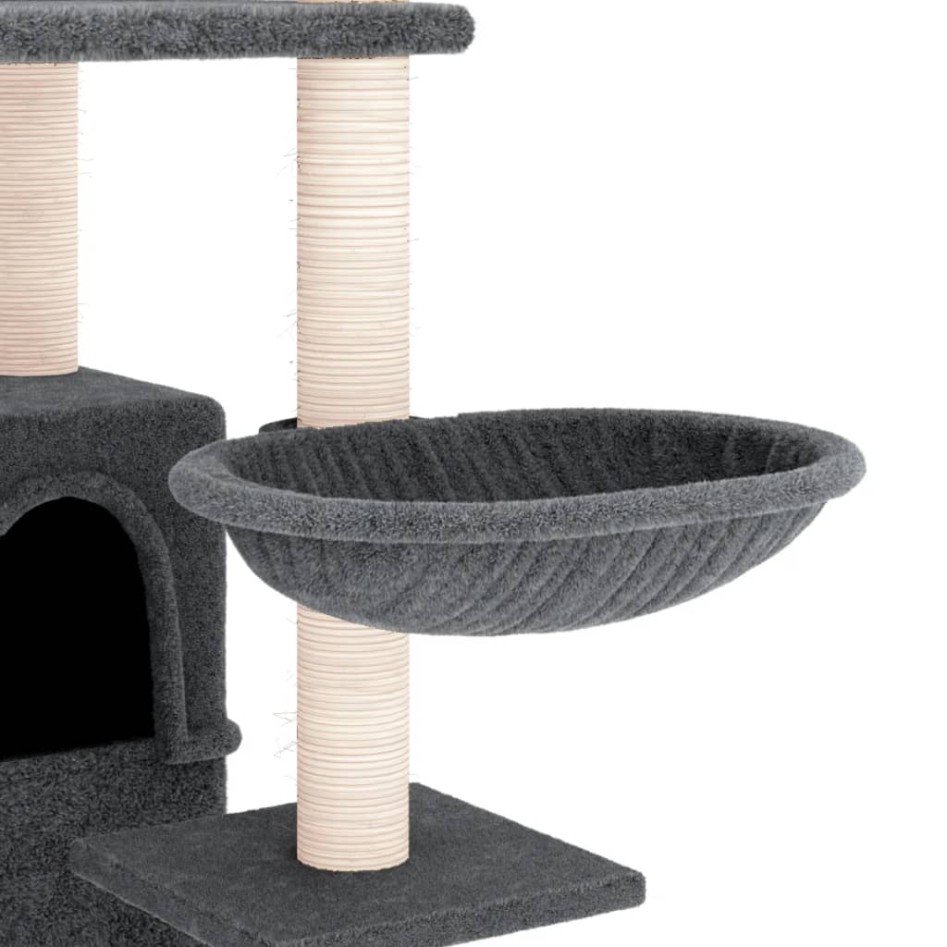 Rascador para gatos con postes de sisal gris oscuro 175