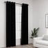 Cortinas opacas con ojales look de lino 2 pzas negro 140x225