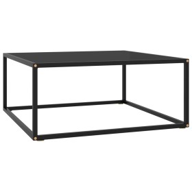 Mesa de centro negra con vidrio negro 80x80x35
