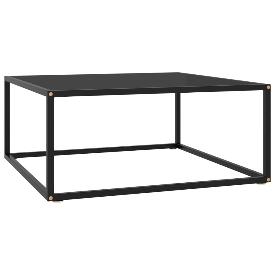Mesa de centro negra con vidrio negro 80x80x35
