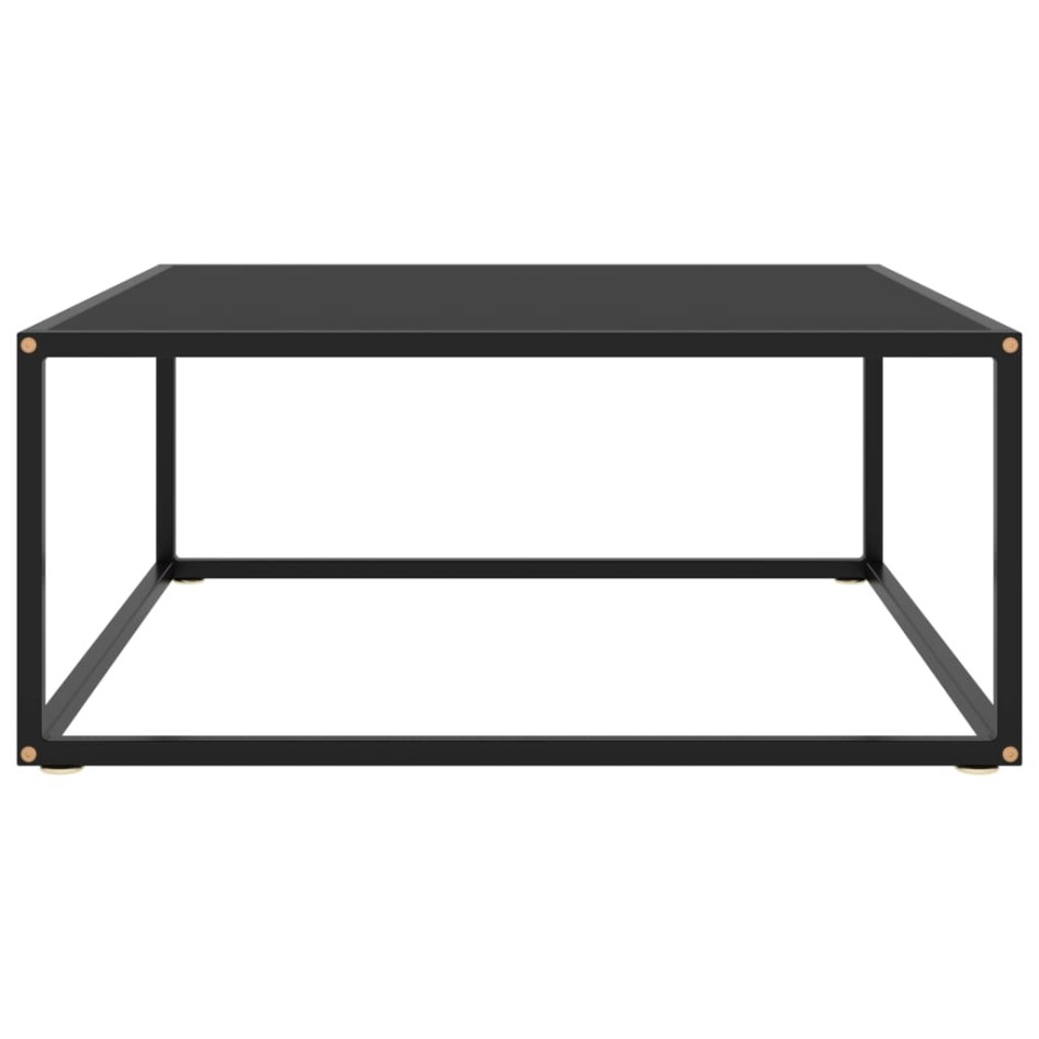Mesa de centro negra con vidrio negro 80x80x35