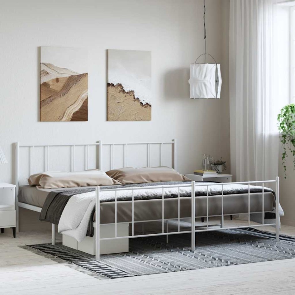 Estructura cama sin colchón con estribo metal blanco 183x213