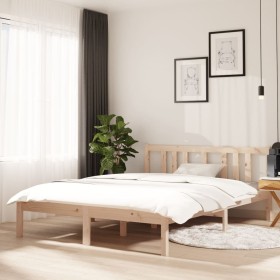 Estructura de cama doble sin colchón madera maciza 135x190