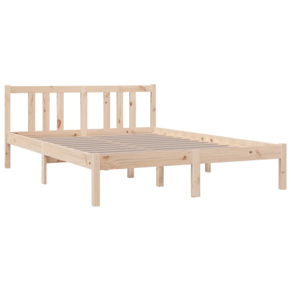 Estructura de cama doble sin colchón madera maciza 135x190