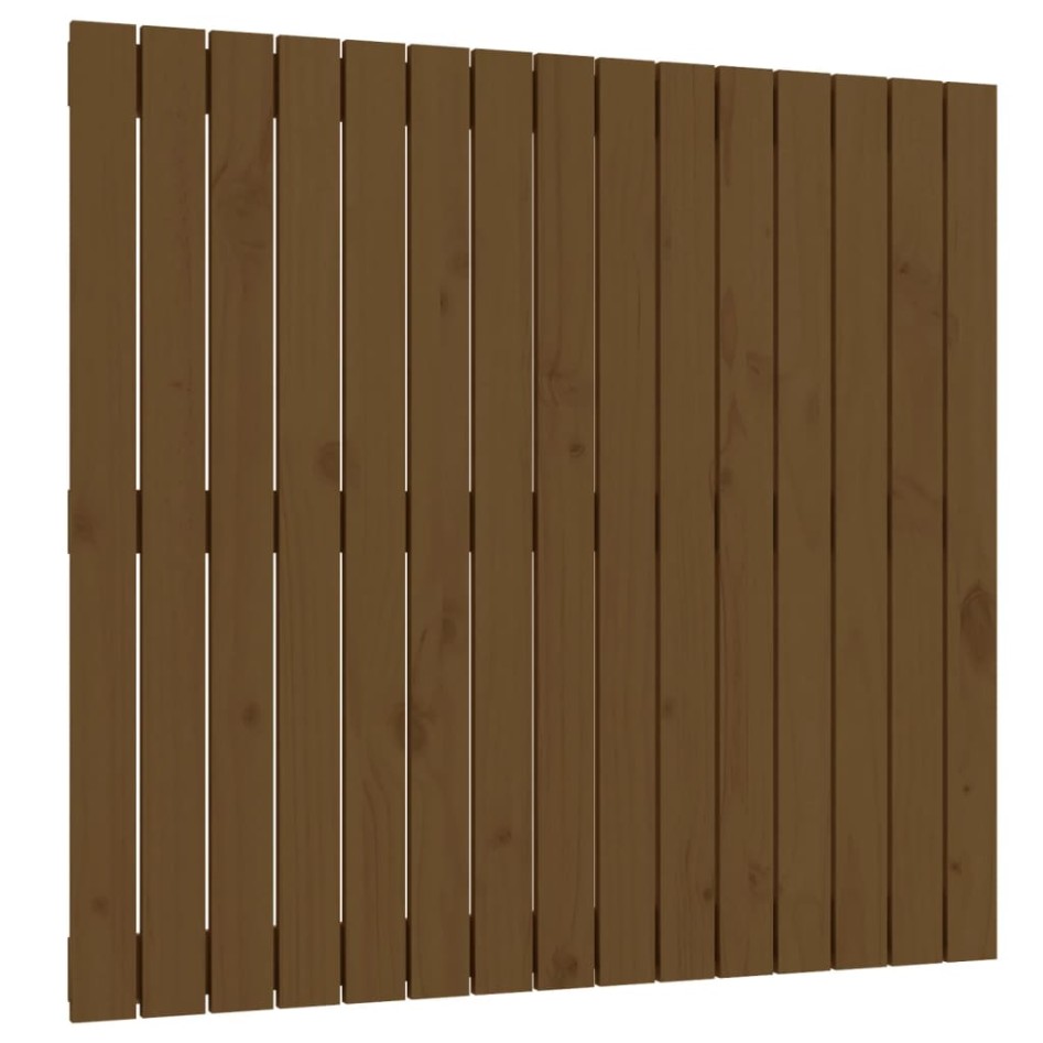 Cabecero cama pared madera maciza pino marrón miel 95,5x3x90