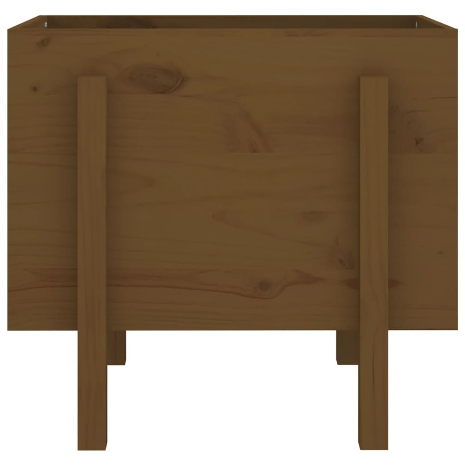 Jardinera de madera maciza de pino marrón miel 62x50x57