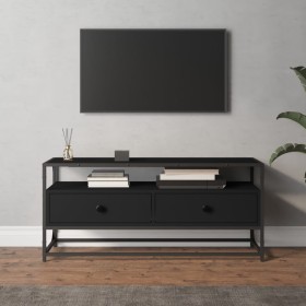 Mueble de TV madera contrachapada negro 100x35x45